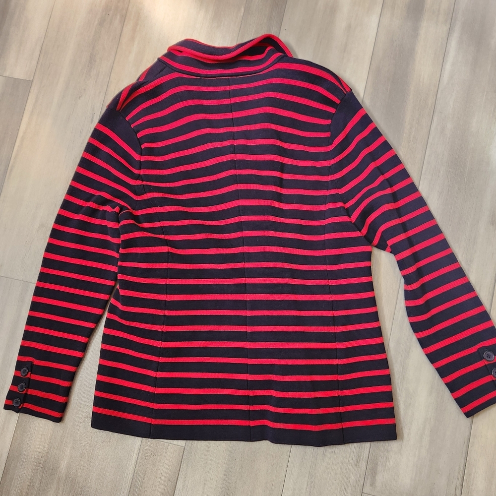 Talbots blazer XL Petite red blue striped knit double chest nautical preppy - Picture 9 of 13